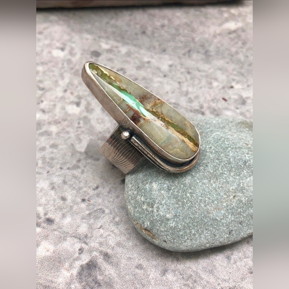 Talon Ring Royston Ribbon Turquoise 925 Silver Handcrafted by PersimmonPearl 17g - Picture 4 of 6